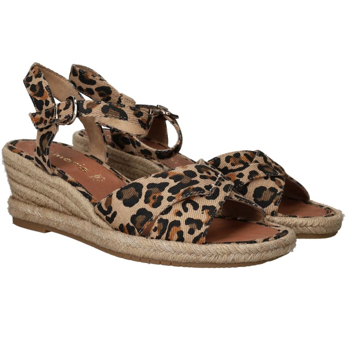 Tamaris Tamaris Leopard Espadrilles met hak bruin Textiel