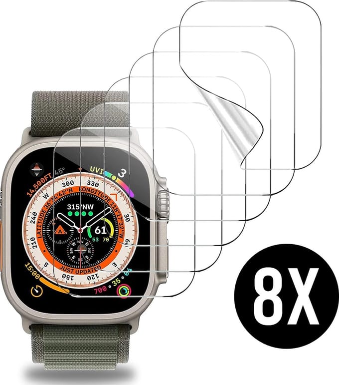 Screenprotector geschikt voor Apple Watch Ultra - 49 mm Screen Protector - Podec - 8 Stuks