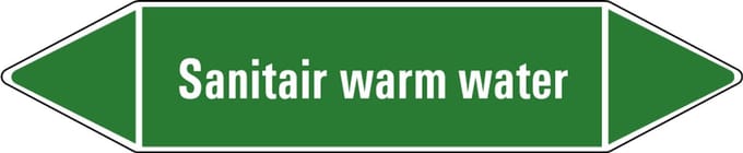 Sanitair warm water leidingmarkering op vel 75 x 17 mm - 8 per vel
