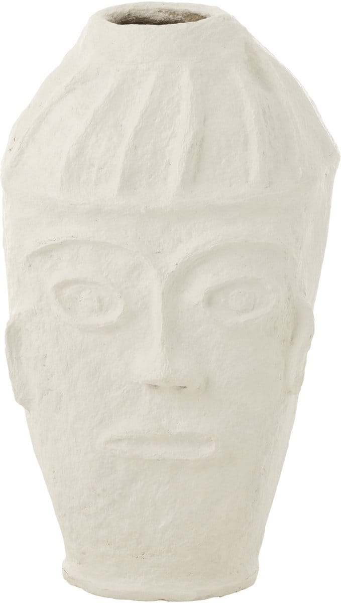 J-Line bloempot Gezicht - papier mache - wit - 95 cm hoog