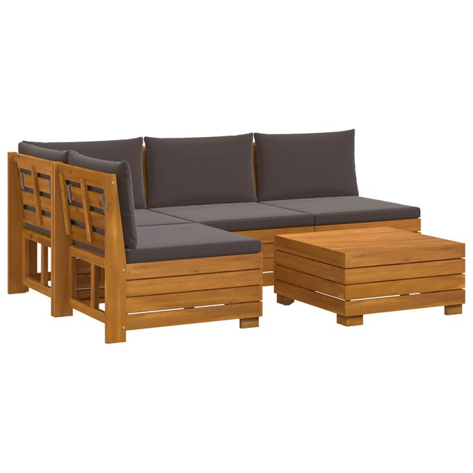 vidaXL - 5 - st - Buiten - bank - set - Massief - Acacia - Hout - Bruin