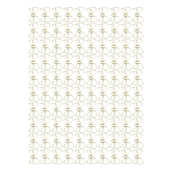 100pcs Clips Papier Mignons Antidérapants Forme Nœud Métal Inaltérable Anti-Rouille Clips Bureau Planificateur doré