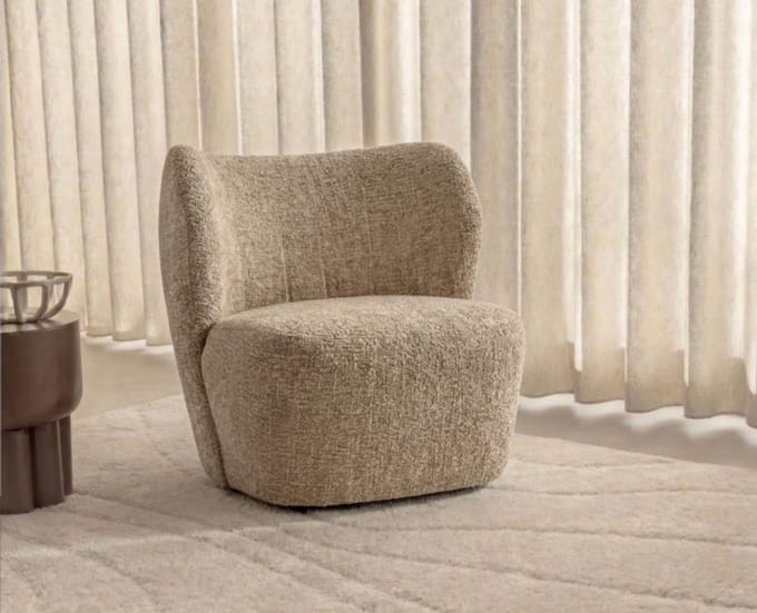 Fauteuil Riley - Beige - Japandi - 75x82x80 cm