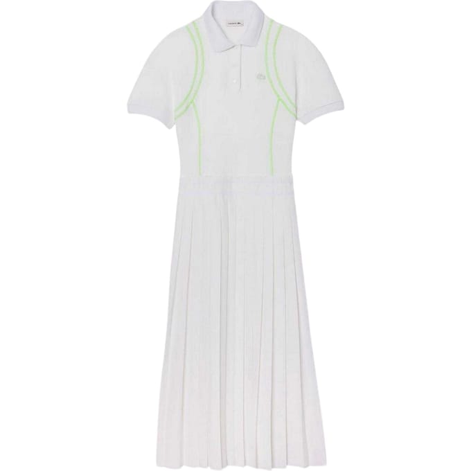 Lacoste Dames Neon Tape Poloshirt Jurk (Wit)