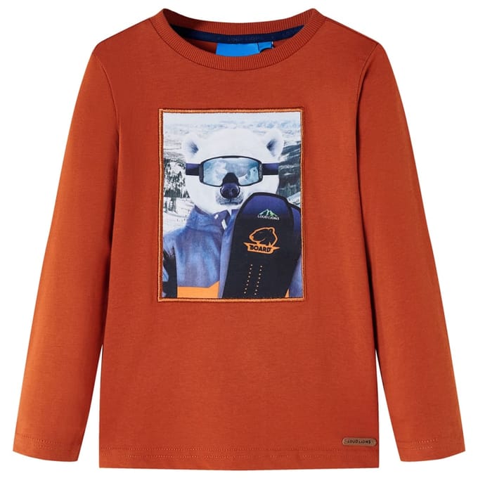vidaXL - Kindershirt - met - lange - mouwen - 116 - lichtroestkleurig