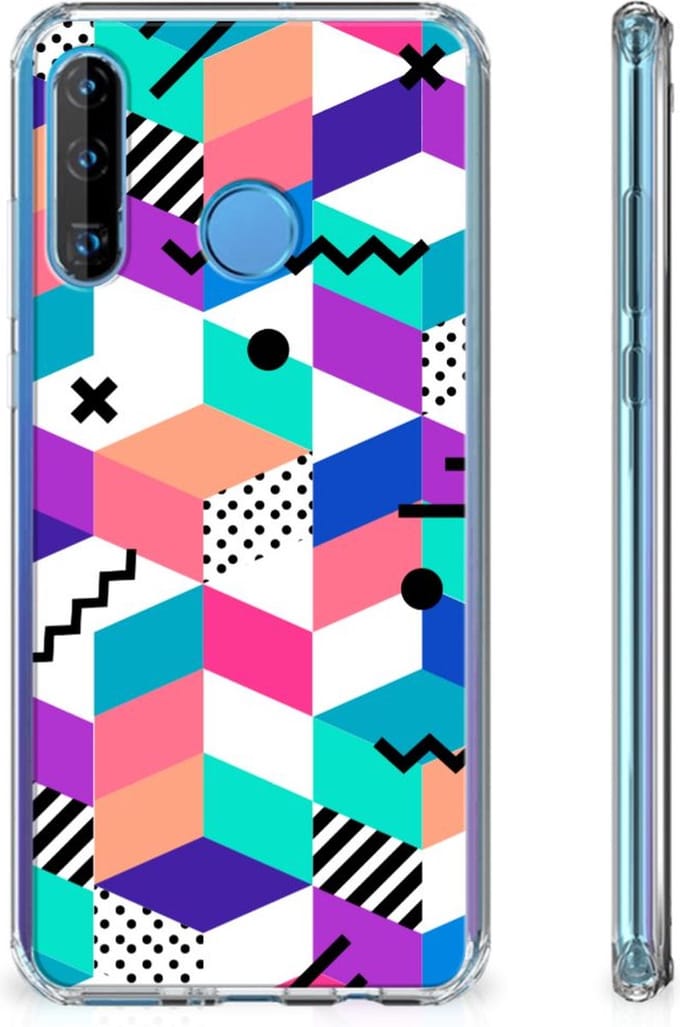 Huawei P30 Lite Shockproof Case Blokken Kleurrijk