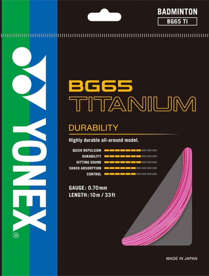 Yonex BG65 TI badmintonsnaar - roze - set van 10m