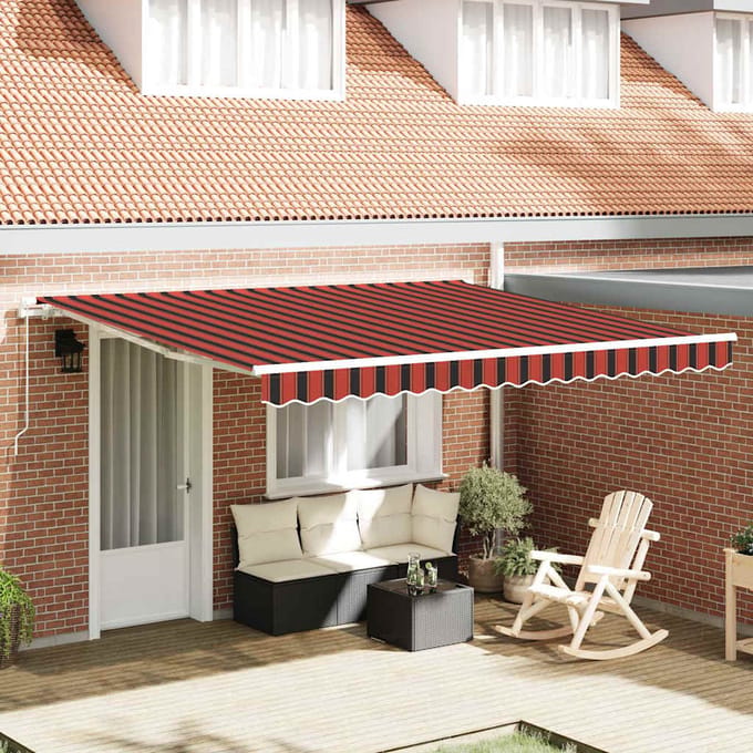 vidaXL - Uitschuifbare - luifel - Oranje - 400 - × - 350 - cm - Polyester - en - Aluminium
