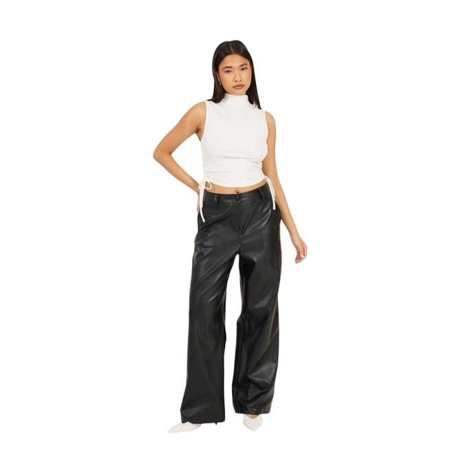 Brave Soul Dames/Dames Ribbed Top met Hoge Kraag (Wit)