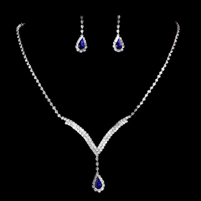Mode heldere diamanten zirkoon waterdruppel ketting oorbellen, bruids bruiloft accessoires vrouwen black