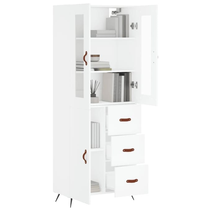 vidaXL - Hoge - kast - 69,5x34x180 - cm - bewerkt - hout - wit