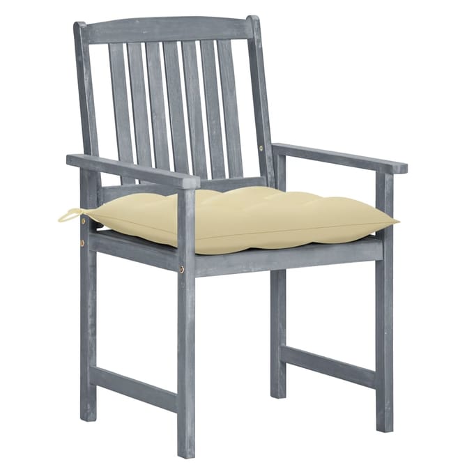 vidaXL - Tuinstoelen - 2 - st - met - kussens - massief - acaciahout - grijs