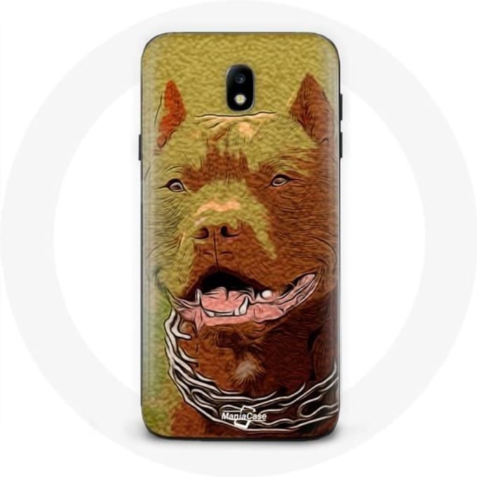 Coque - Samsung - Galaxy J3 2017 - Souple - Noir - American Pit Bull Terrier