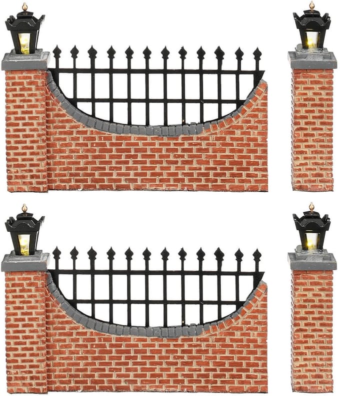 Luville - Fence Brown Lighted - Set van 4