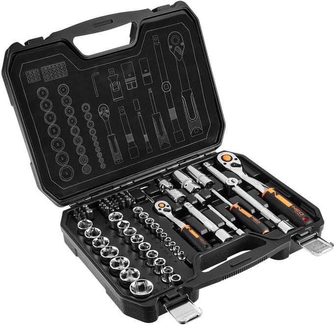 NEO - Dopsleutelset - 1/2" en 1/4" - 73-delig - CrV