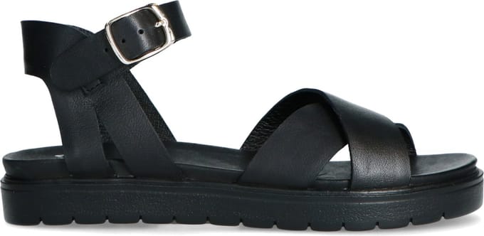 Manfield Leren Dames Sandalen - Zwart - Maat 41