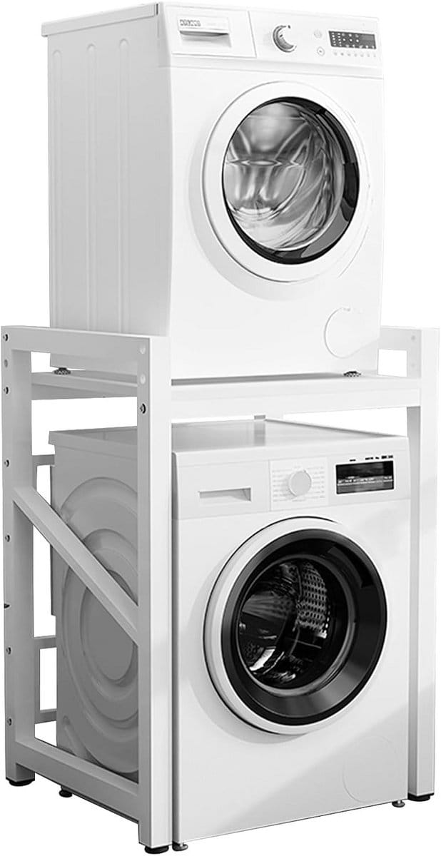 Wasmachine Onderstel - Stellingkast - Ruimte Besparen - Verstelbare Hoogte - 118 cm Lengte - Wit