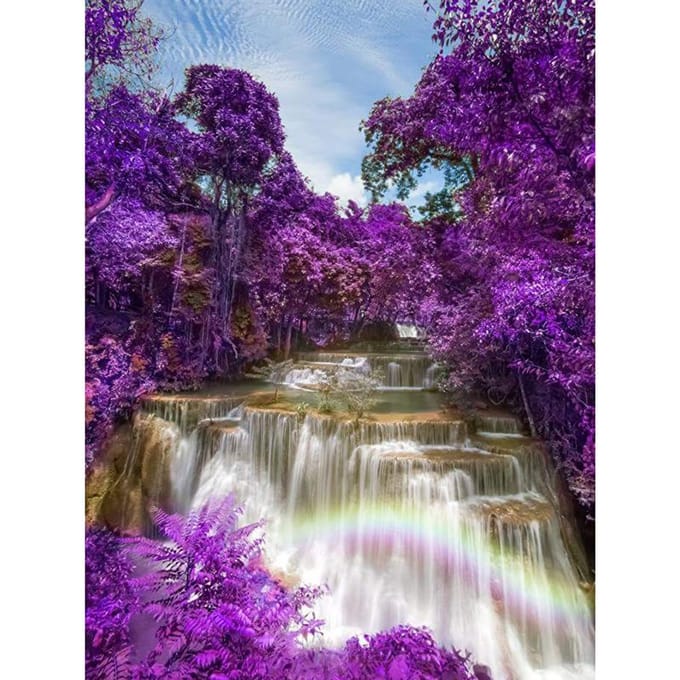 Broderie Diamant 5D DIY Cascade Violette Peinture Diamant Point de Croix 20X30CM gray