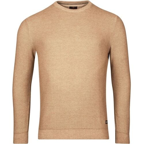 Baileys Trui Two-Tone Jacquard Crew Neck Allover Plated Taupe / male