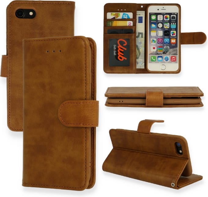 HB Hoesje Geschikt voor Apple iPhone SE 2022 & SE 2020 - Bruin - Luxe Portemonnee Book Case