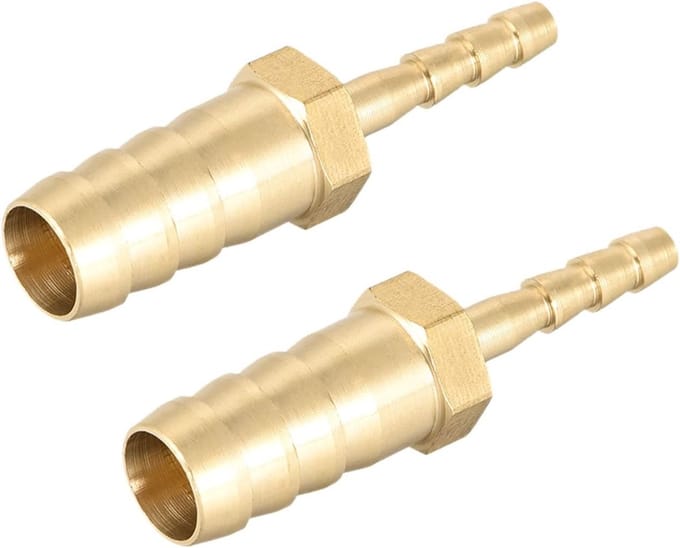 Hose Fitting Reducer met Rechte Barbs van Messing 10mm naar 4mm - 2 Stuks Gouden Aansluitadapter voor Slangverbindingen