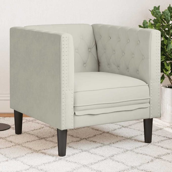 vidaXL - Fauteuil - Chesterfield-stijl - fluweel - crèmekleurig