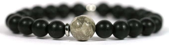 Heaven Eleven Men - Zwart hout - 10mm - Jaspis - 20cm