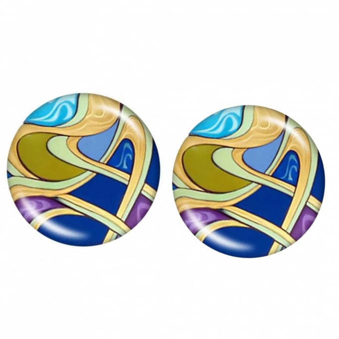 Clip oorbellen blauw groen 2 cm