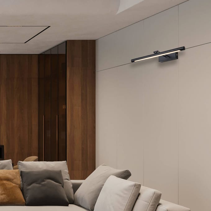 Searchlight Holton LED wandlamp op accu, matzwart, breedte 45 cm, CCT