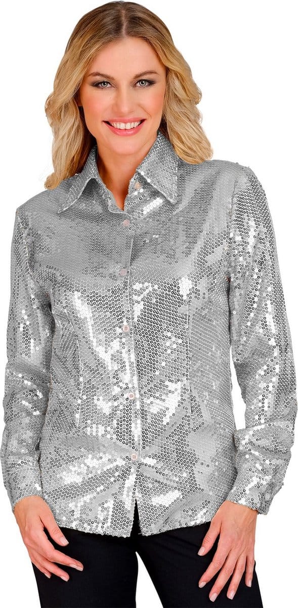 Pailletten Blouse Silver Shine Vrouw
