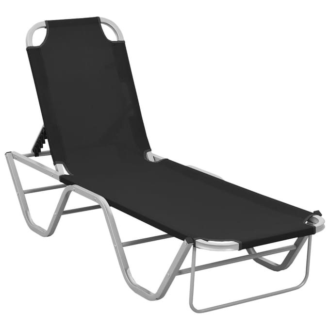 vidaXL - Ligbed - aluminium - en - textileen - zwart