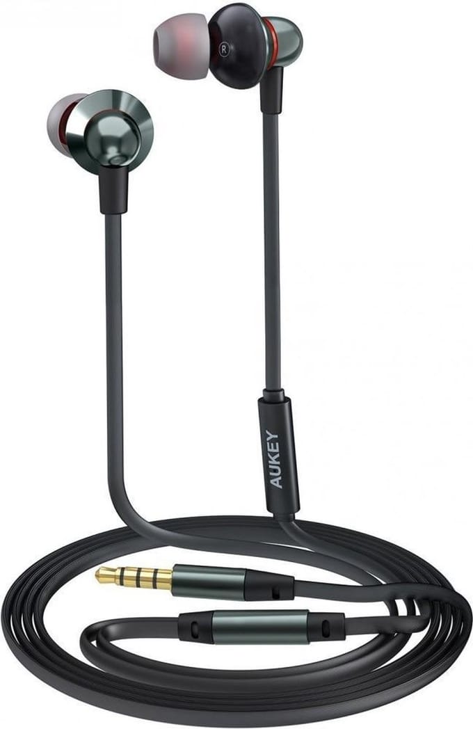 AUKEY In Ear hoofdtelefoon, Bedrade hoofdtelefoon Bas Stereo Oordopjes Headset met microfo