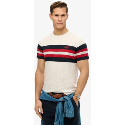 Superdry Essentials T-shirt met Strepen Wit Grootte: L