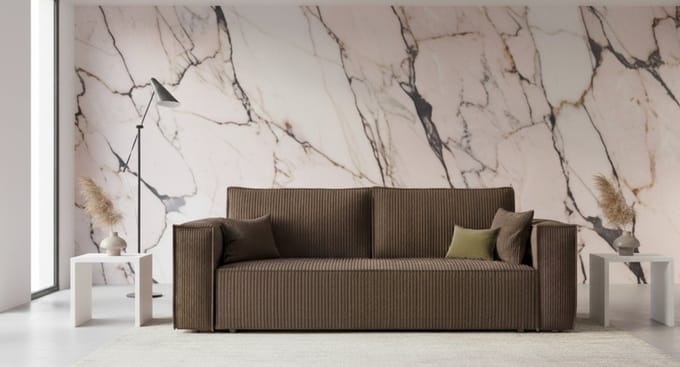 Luxe Uitschuifbare Slaapbank – Bruin – 255x105 cm – Fluweel – Industrohome