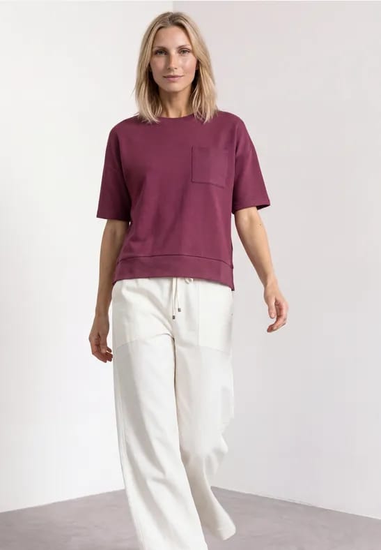 Shirt met ronde hals en structuur