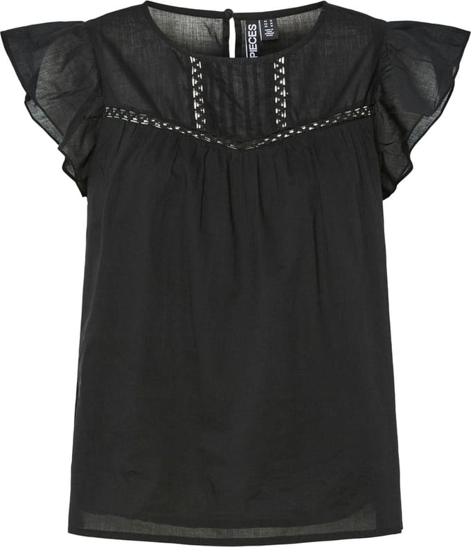 PIECES - PCASTRID SL O-NECK TOP WVN D2D DMO - Dames - Blouses