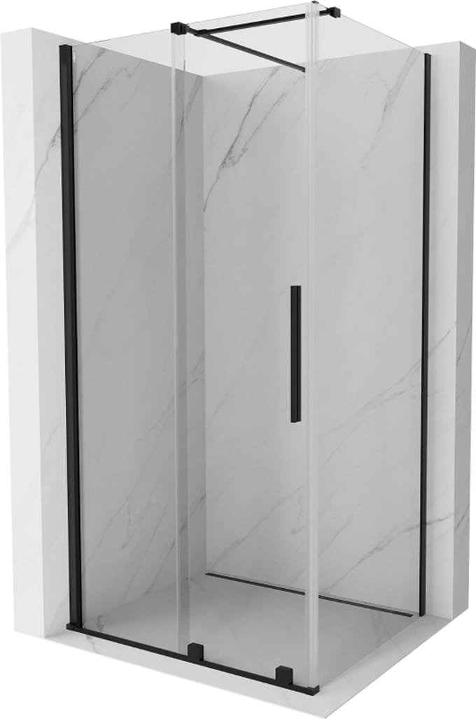 Mexen Velar schuifbare douchecabine 100 x 85 , transparant, zwart - 871-100-085-01-70