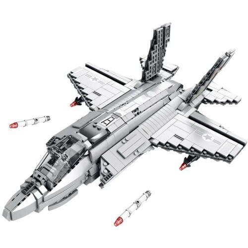 Reobrix 33021 F35 Lightning II Straaljager bouwset | Classic WW2 Army vliegtuig constructie modelbouw | Educatief militair & leger speelgoed bouwpakketten voor kinderen & volwassenen | DIY creator set geschikt voor Lego | Bouwdoos met 1600 bouwstenen