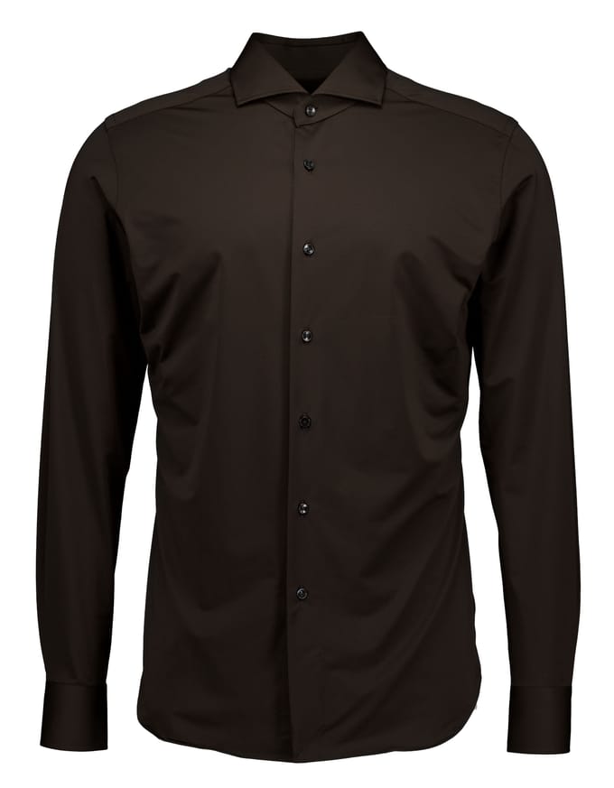 Xacus Active Shirt Lange Mouw Overhemden Donkerbruin Act520ml/11460