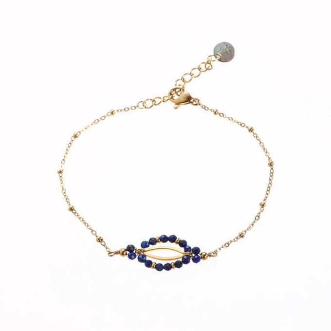Go Dutch Label Armband ovaal goud Blauw B1767-3