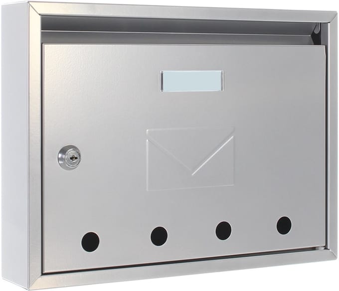 Rottner Brievenbus Imola - Zilver - 24x32x6 cm - Afmeting inworp:29,5 x 2 cm