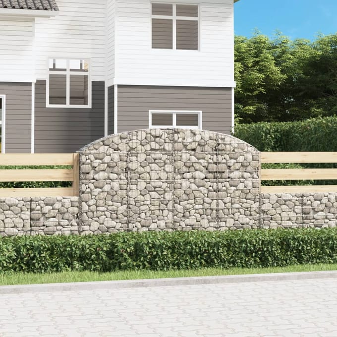 vidaXL - Schanskorf - gewelfd - 200x30x120/140 - cm - gegalvaniseerd - ijzer