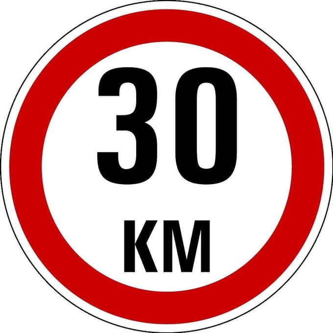 Maximaal 30 km sticker, A1 300 mm