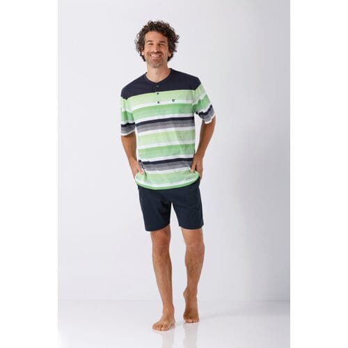 Hajo heren shortama groene strepen - Groen - Maat - 50