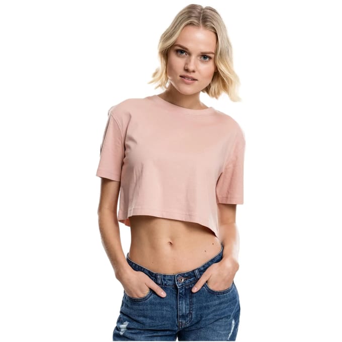 Urban Classics - Short Oversized Tee 2Pack black+light rose Crop top - S - Zwart/Roze