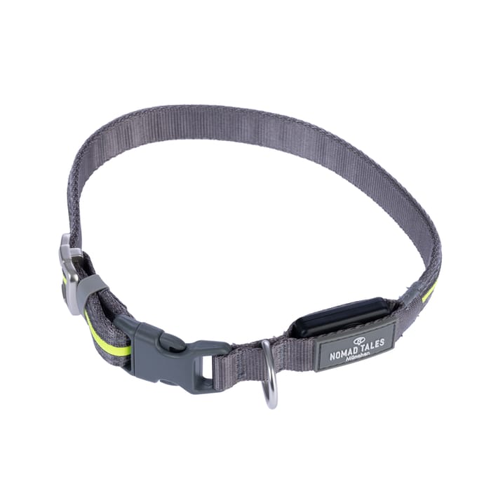 Nomad Tales Spirit USB LED Nylon Halsband Neon & Grijs M/L Hond