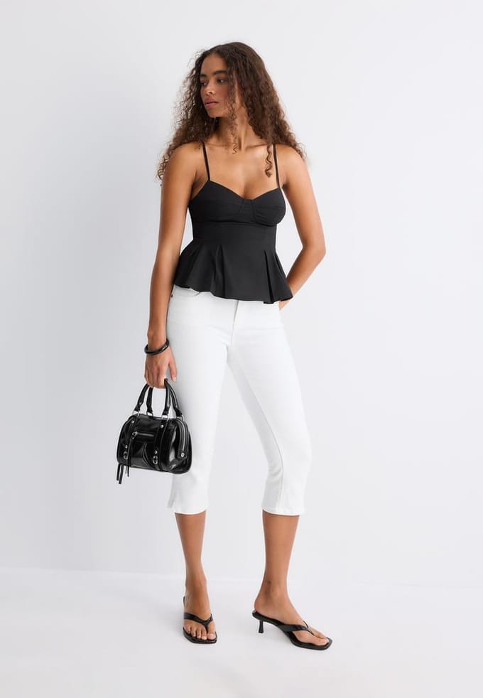 Stradivarius Bowling schoudertas met leereffect  Zwart OS