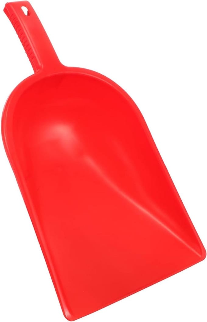 Vuilnis Schep - Schoonmaak Set - Bureau Opruimen - Ergonomische Handgreep - 34 cm Lengte - Rood