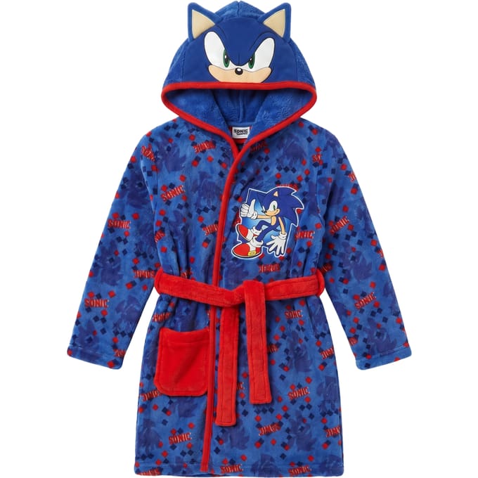 Sonic Badjas - Maat 98/104 - Polyester - Blauw - Badjas kind