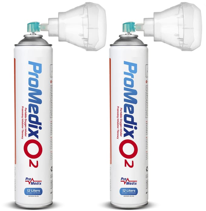 Promedix PR-994 - Set van 2 stuks Draagbare zuurstofinhalator in een blik 99,4% O2 12L